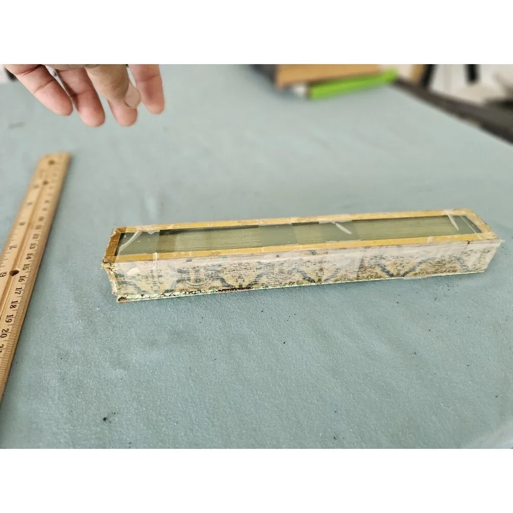 Vintage Wooden Folding Fan With Glass Top Box
